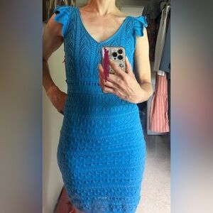 Freshman Vibrant Blue Textured Mini Dress